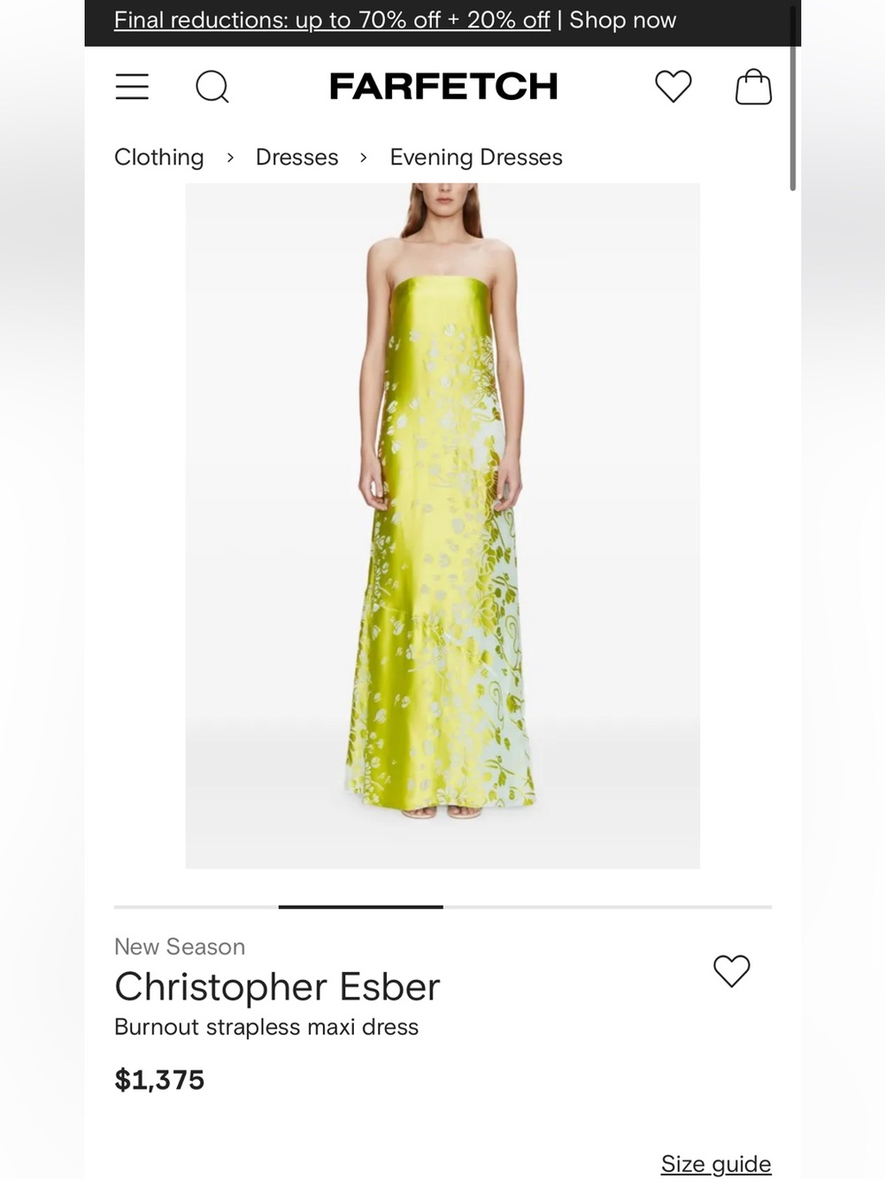 Christopher Esber Lime Green Burnout Strapless Maxi Dress